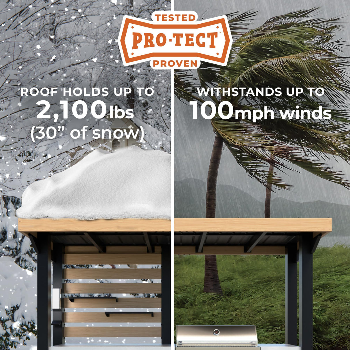 Backyard Discovery Fusion Flame Turn-Key Outdoor Kitchen with 38-inch Stainless Steel 5-burner Grill Island, Sear Zone, Infrared Burner, Outdoor-Rated Refrigerator, Storage, Steel Roof for Deck, Patio Backyard Discovery