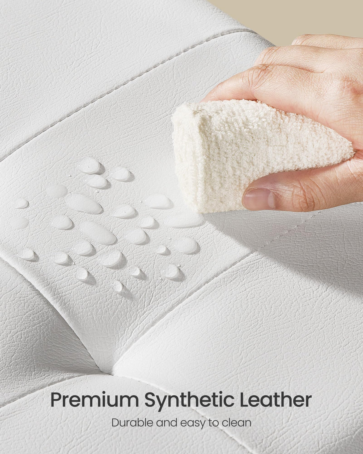 SONGMICS Storage Ottoman, Cube Ottoman with Legs, 15 x 15 x 15.7 Inches, Footstool, Footrest, 10 Gal. (37 L), Synthetic Leather, for Bedroom, Living Room, Dorm, Cloud White ULSF0512W02 SONGMICS