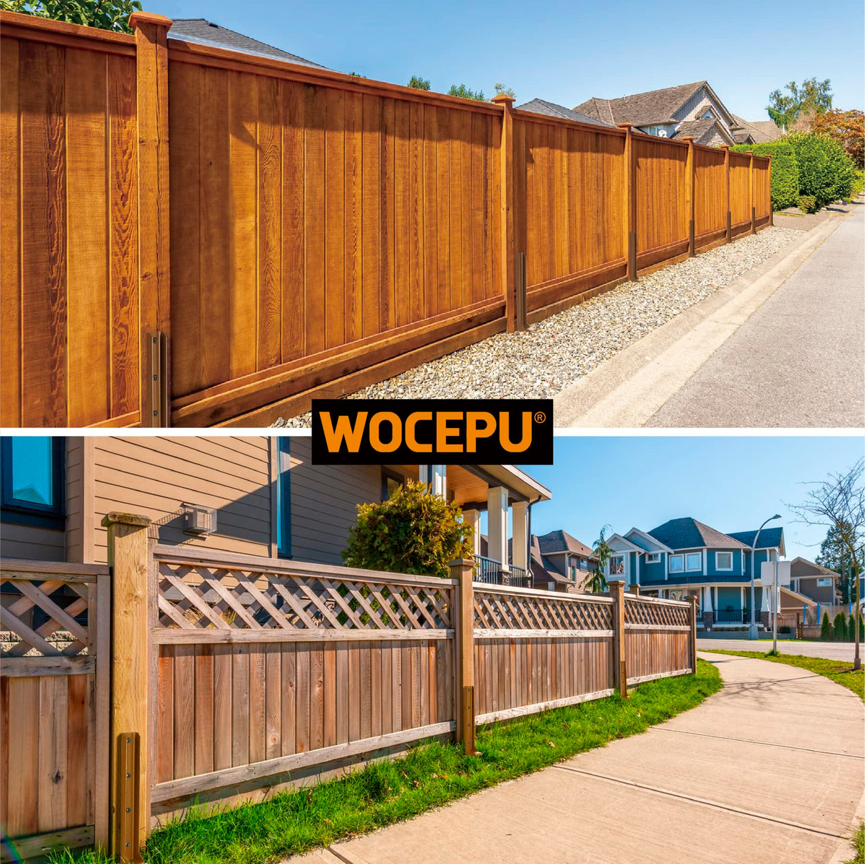 WOCEPU 2.8 FT Fence Post Repair Kit, for Repairing Broken Wooden Fence Post Repair Stakes (1pack-Brown) WOCEPU