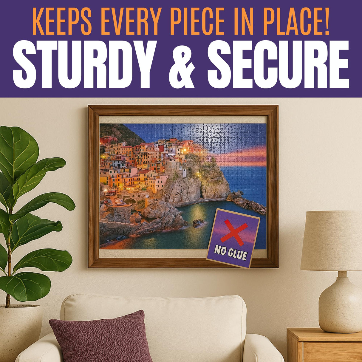 AGREATLIFE 24 Adhesive Puzzle Saver Sheets - Preserve 4 x 1000 Pieces Jigsaw Puzzles - No Stress No Mess - Puzzle Glue Sheets Peel and Stick (24 Sheets with 8 Adhesive Hangers) AGREATLIFE