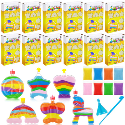 Vertintong 12 Sets Kids Sand Art Activity Kit for Birthday Party Favors Create Your Own Colored Sand Art Includes Sand Bottles with Funnels and Sticks, Bags of Sand for DIY Craft 1960s Party Favors