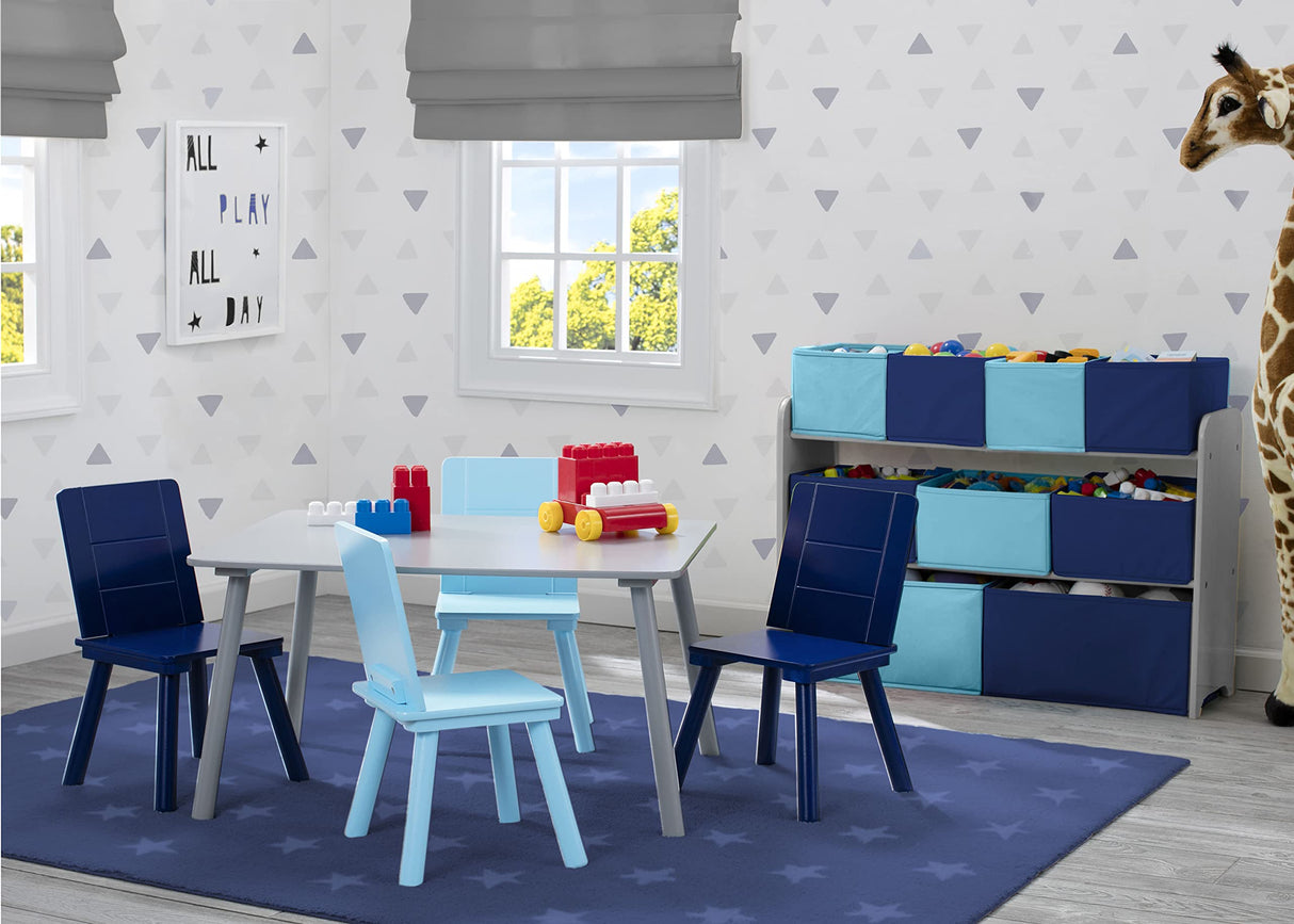 Delta Children Kids Table and Chair Set (4 Chairs Included), Grey/Blue Delta Children