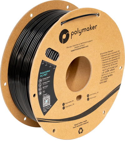 Polymaker PC-PBT Filament 2.85mm, Black Polycarbonate Filament 2.85mm PBT Blend, 1kg Cardboard Spool - Low Temperature Toughness Good Chemical Resistance