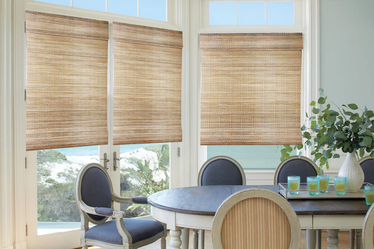 LETAU Cordless Wood Window Roman Shades, Bamboo Window Blinds, Pattern 1 LETAU