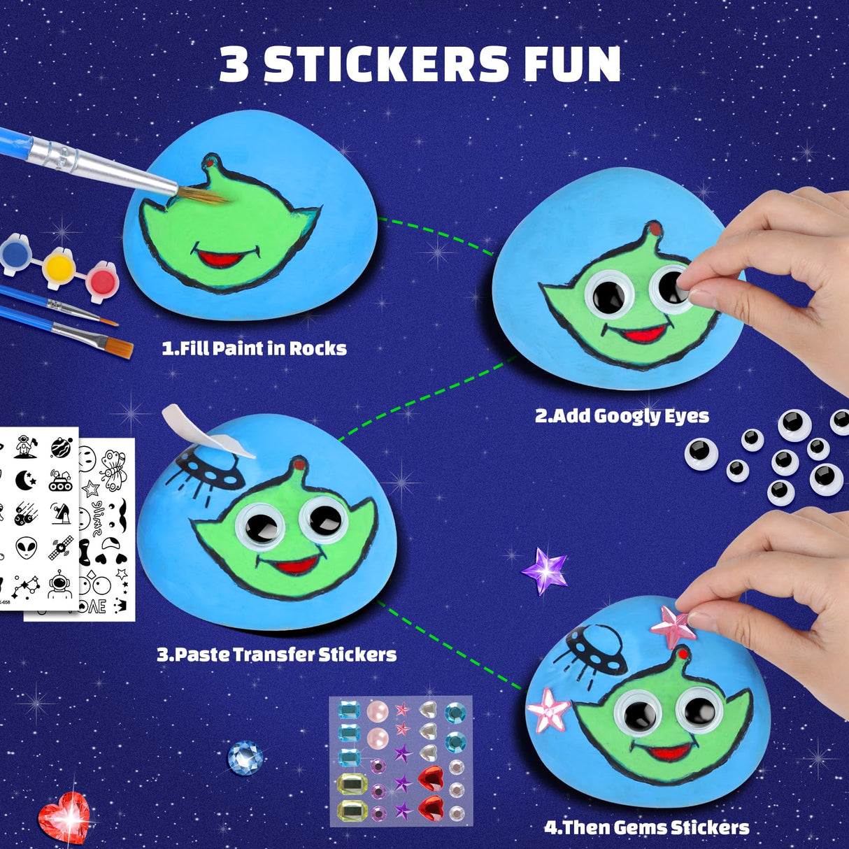 EPUMP Rock Painting Kit for Kids – Glow-in-The-Dark Arts & Crafts Set for Boys & Girls Ages 6-12, DIY Crafts Creative Painting Toys, Fun Art Supplies for Kids Activities & Birthday Gifts EPUMP