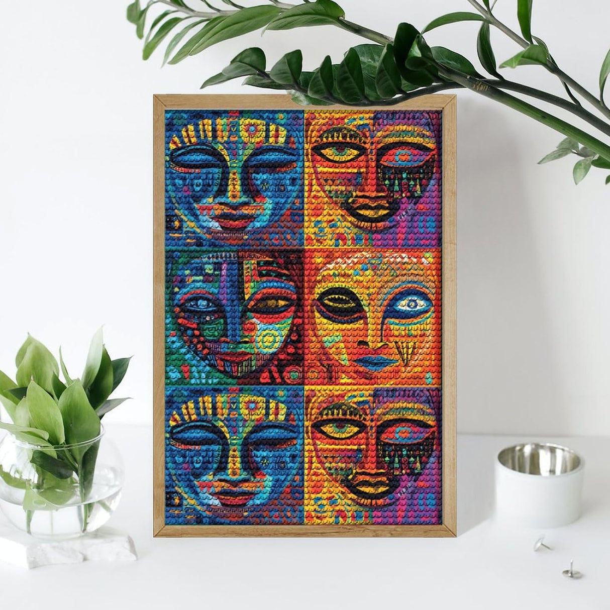 African Mask Tribal Ethnic Diamond Painting Kits DIY Round Full Drill Art Kit 5D Diamond Painting for Home Wall Decor 8"x12" Generic