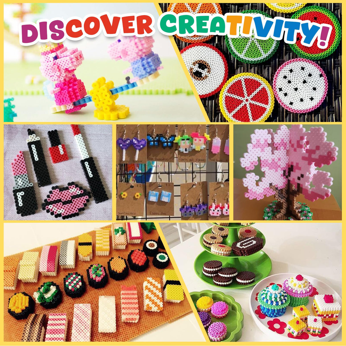 FUNZBO 23000+ 5mm Fuse Beads Kit - 23 Colors Refill Set with 3 Pegboards and 6 Patterns, Beads Crafts for Kids, Arts and Crafts Project, Toys Gifts for Girls and Boys Aged 5+ Years Old Gifts FUNZBO