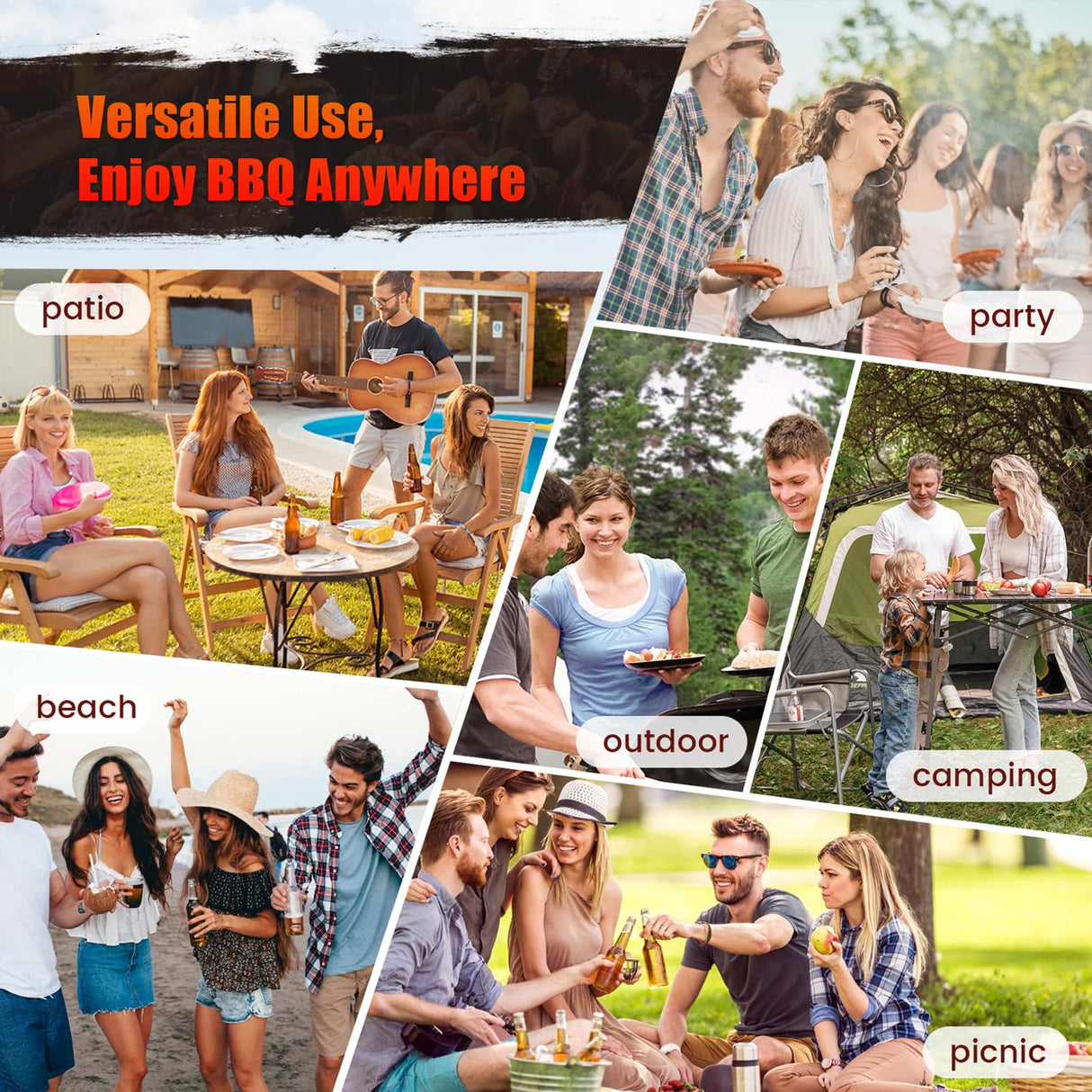 Realcook Charcoal Grills with Offest Smokers: Spacious Barrel Charcoal BBQ Grill | Barbecue Smoker Grill Combo for Outdoor Backyard Patio Camping Picnic and Party Realcook