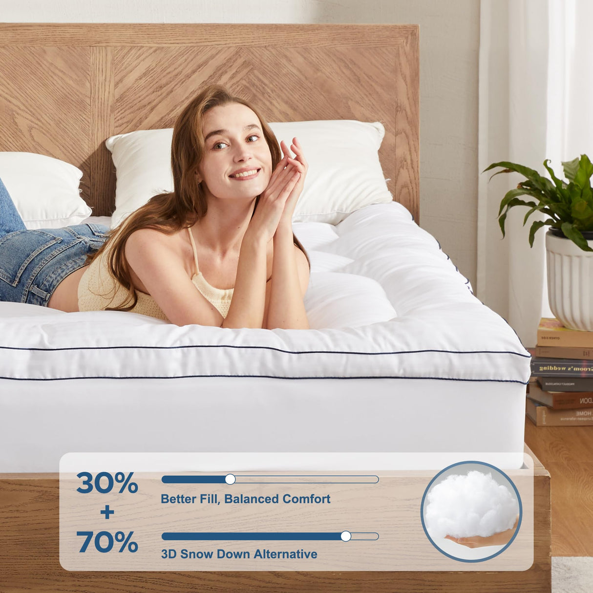 BEDLORE Twin Mattress Topper, Thick Pillow Top Pad for Back Pain Relief, Cooling Soft Mattress Cover with Deep Pockets 6-15 inch BEDLORE