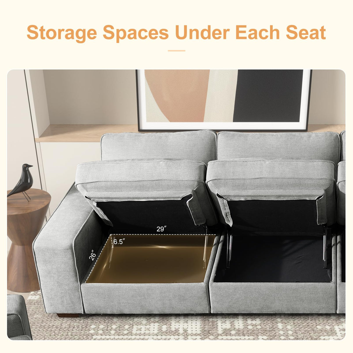 COOSLEEP 100" Sofa with Seats Storage, Comfy 3-Seater Chenille Fabric Couch for Living Room, Office, Apart W/Deep Seat, USB Charging, Upholstered Couch with Removable Cover (Light Grey) COOSLEEP HOME