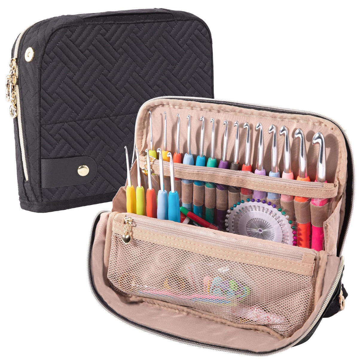 MYBAGZING Empty Crochet Hook Case - Crochet Hook Organizer Case Stand Up (Upgraded) -Corchet Organizer - Crochet Hook Holder for Knitting & Crochet Supplies, Crochet Needles, Crochet Accessories MYBAGZING