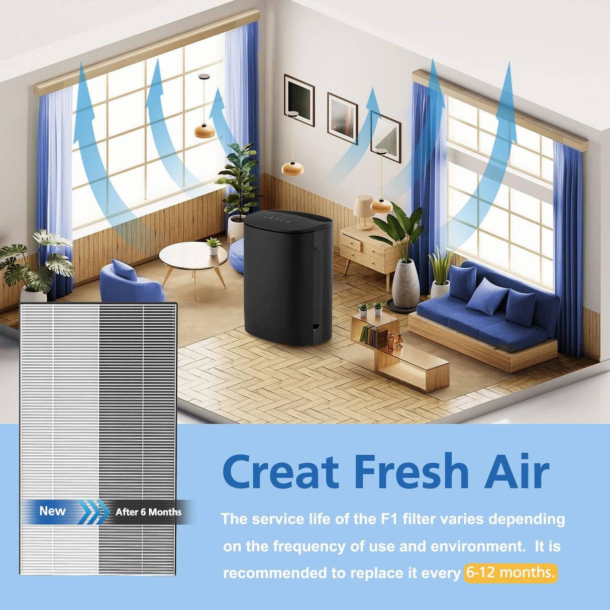 4 Pack F1 True HEPA Repalcement Filter Compatible with 3M Filtrete Room Air Purifier Models FAP-C01-F1,FAP-T02-F1, FAP-C01BA-G1, FAP-T02WA-G1, FAP-ST02W and FAP-ST02N LINNIW