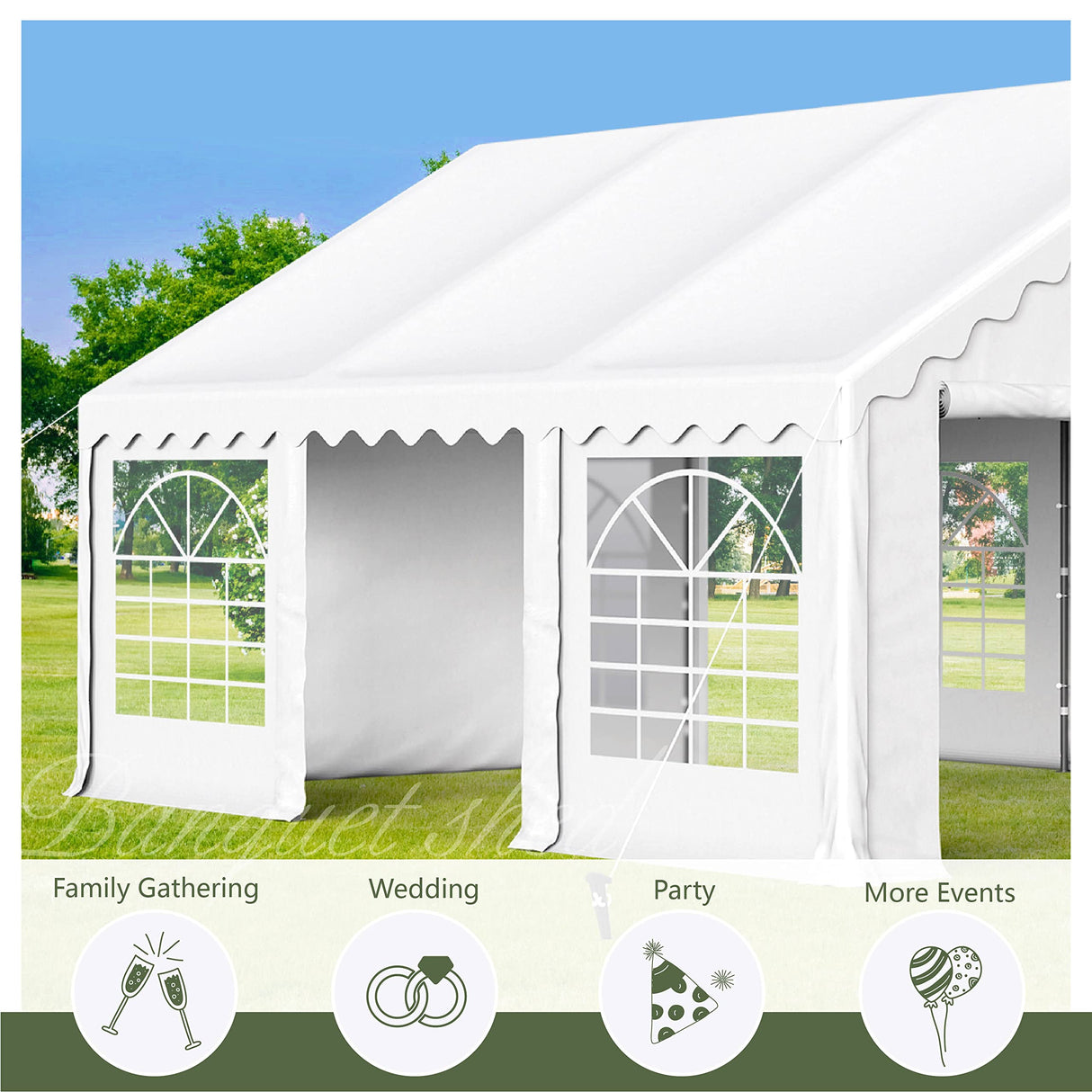 MFSTUDIO 16'x20' Party Tent, Outdoor Heavy Duty Party Tents with Removable Sidewalls, Large Canopy Tent Shelter for Outdoor Events Wedding Birthday, White MFSTUDIO