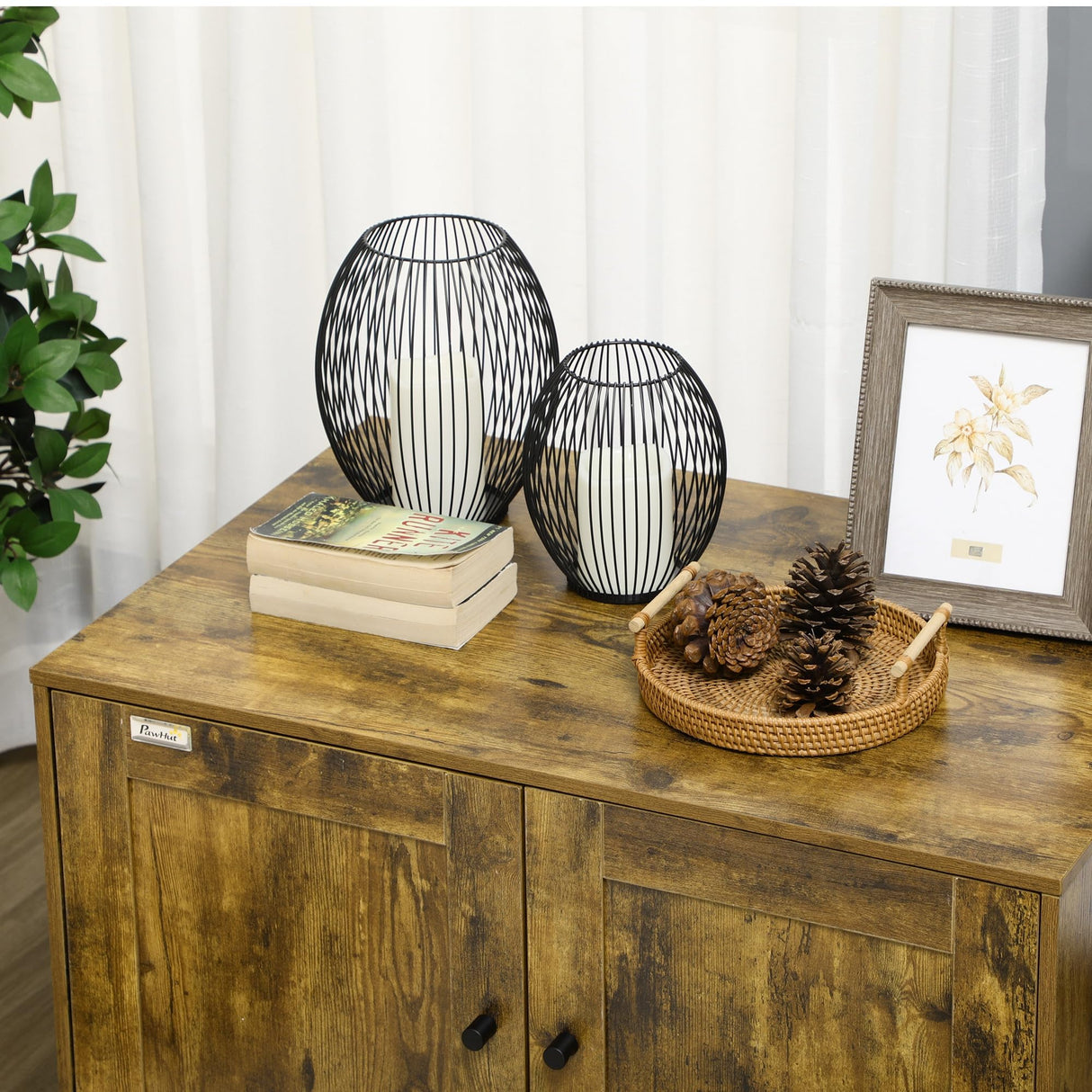 PawHut Hidden Cat Litter Box Enclosure, Cat Washroom Storage Bench Side End Table - Rustic Brown PawHut