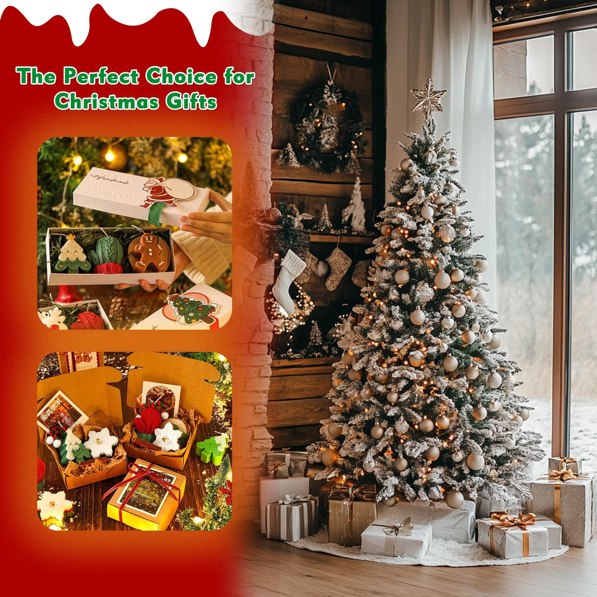 EDSRDRUS Christmas Soap Making Kit for Adults - 2lbs Soap Base, Fragrance Oils, Dyes, 3D Tree Snowflake Gingerbread Santa Snowman Molds and Christmas Packaging Supplies EDSRDRUS