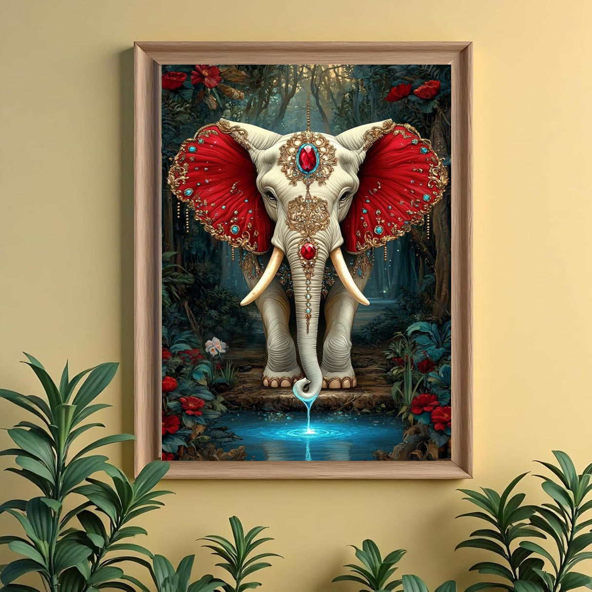 WGSMGL 5D Diamond Art Set, Elephant for Adult Beginners, DIY Full Round Diamond Diamond Painting Set, Diamond Dot Gem Art Crystal Easy Elephant Painting, Home Wall Decoration 12X16 Inch WGSMGL
