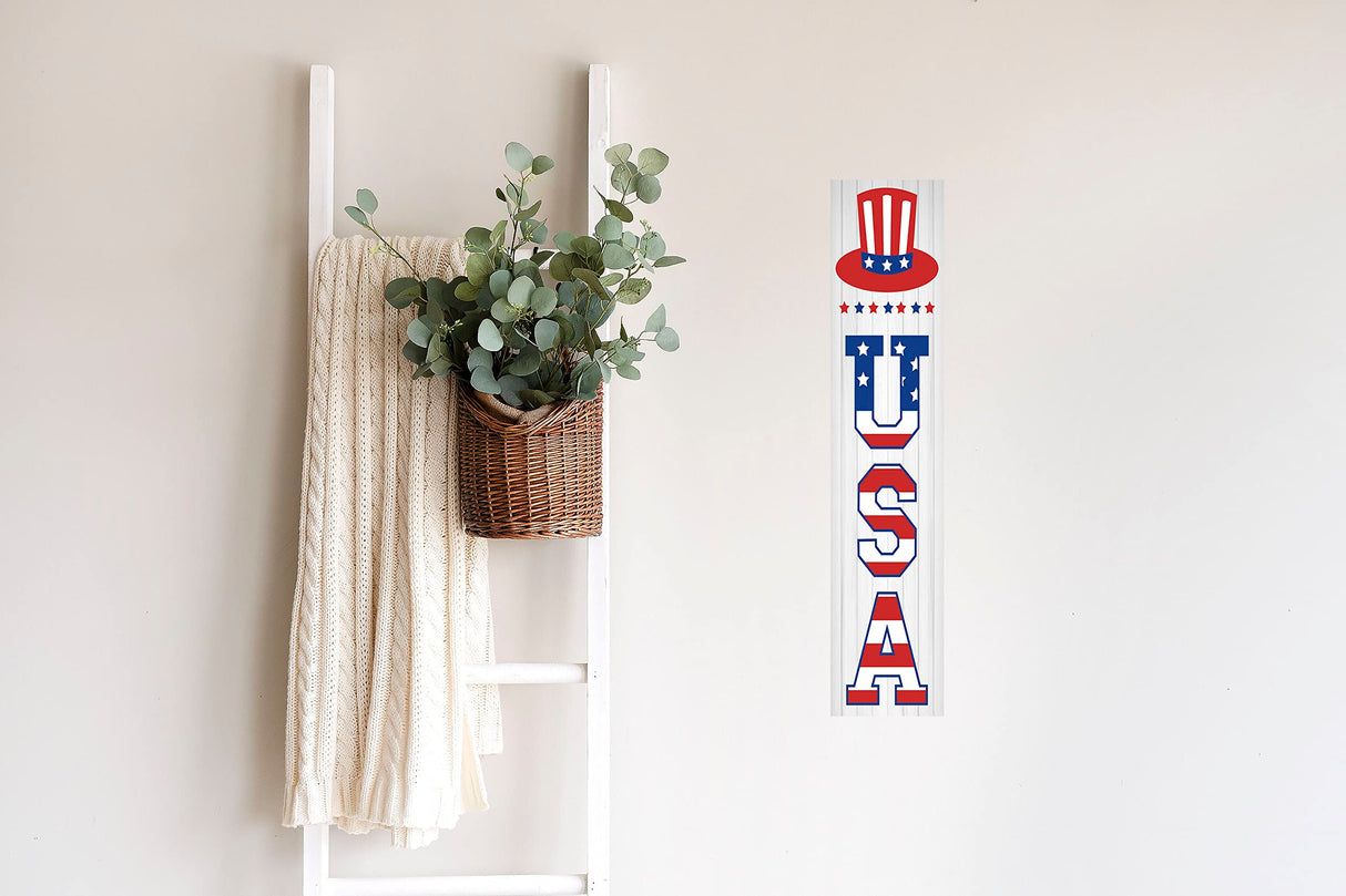 Twisted R Design USA Patriotic Sign - Unique Vertical 4th of July Decor Wooden Sign, 24" Hanging/Standing Farmhouse Decor, Directly Printed Home Decorations For the 4th of July, Cozy Wall Decor, 2ft Twisted R Design