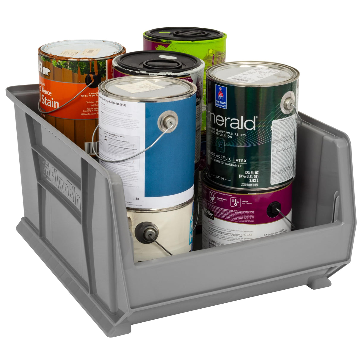 Akro-Mils 30289 Super-Size AkroBins Plastic Storage Bins, Space-Saving Stackable Bins for Garage, Classroom, Warehouse Organization, 24-Inch L x 18-Inch W x 12-Inch H, Grey, 1-Pack Akro-Mils