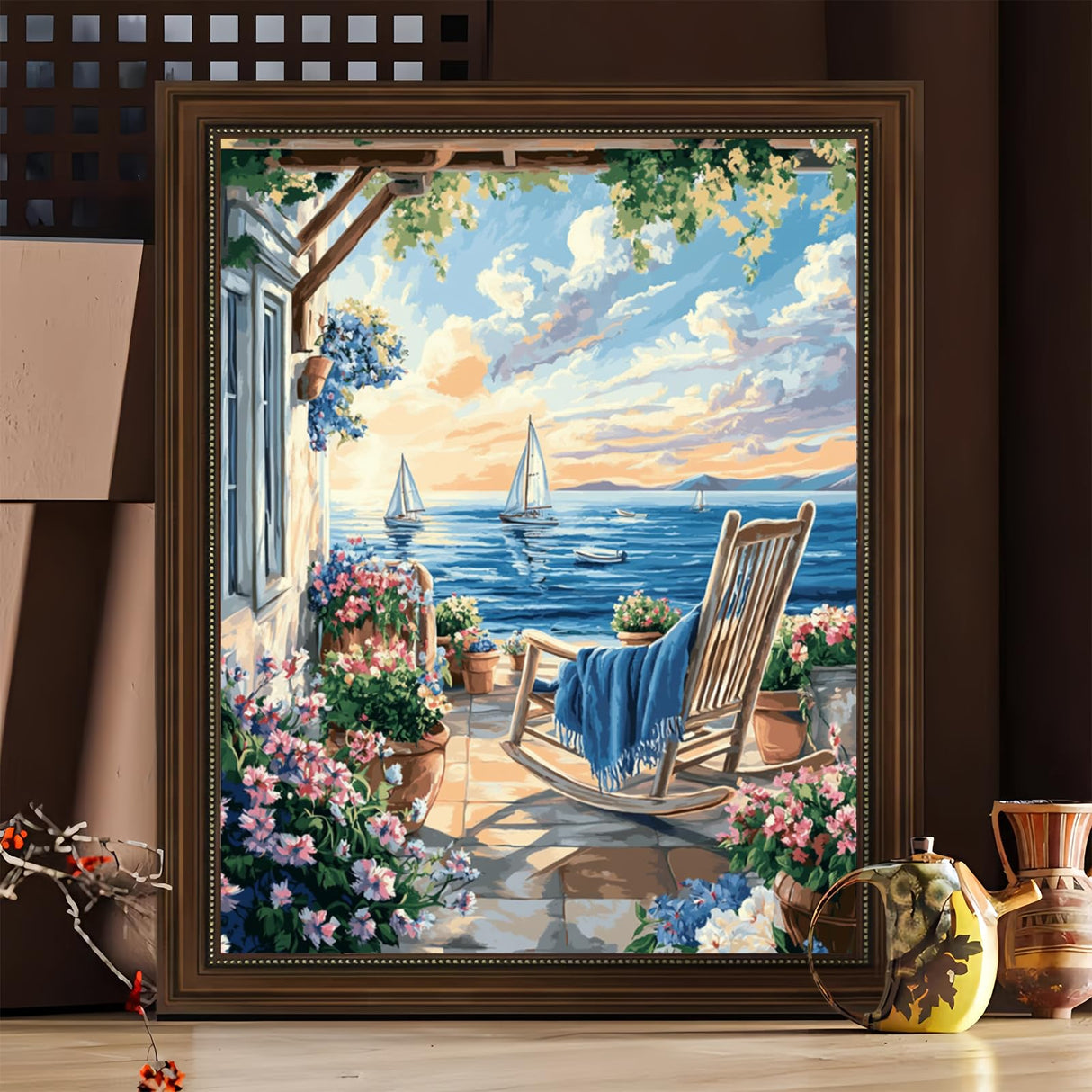 XTCIXAL Landscape Paint by Numbers Kit for Adults, Beach Paint by Number for Adults, Beginners Acrylic Canvas Painting Kits for Home Wall Decor 16x20 Inch XTCIXAL