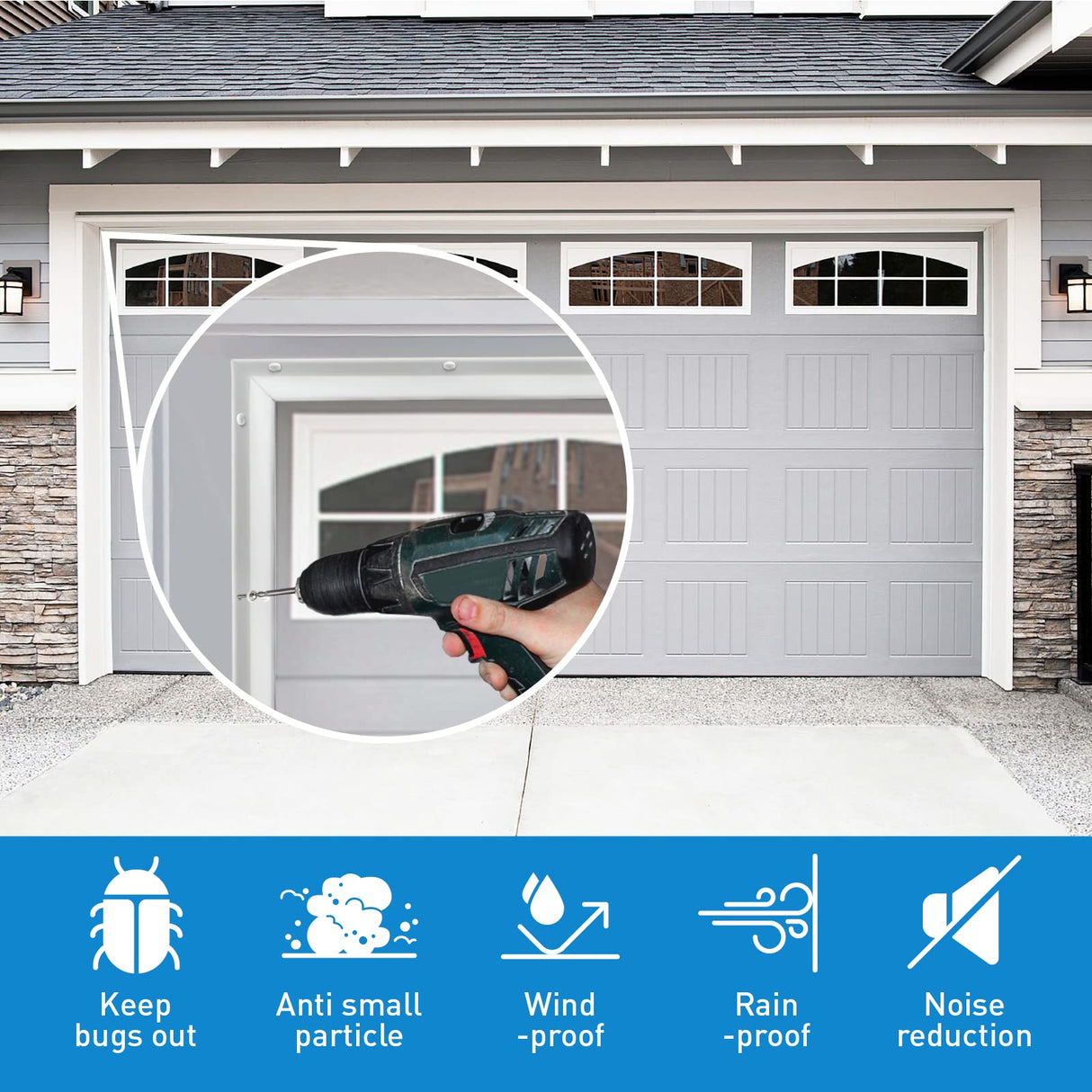 HOMWMPA Garage Door Seal Top and Sides Seal Strip, 34FT Rubber Weather Stripping Replacement, Weatherproofing Garage Door Seals with Adhesive Backed, White HOMWMPA