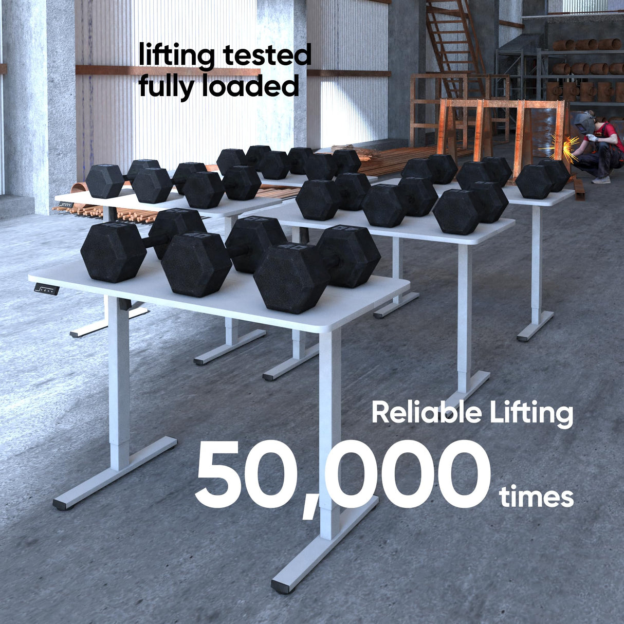 LongKe Electric Standing Desk Adjustable Height, Stand up Home Office Desk, 40x24 Inches Sit Stand Desk with Memory Preset, White LongKe