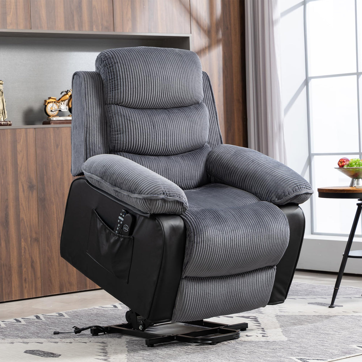 HOMCOM Power Lift Recliner Chair for Elderly with Massage and Heat, Electric Lift Chair, Patchwork Design Massage Chair Recliner with Remote Controllers, USB Port and Side Pockets, Gray HOMCOM