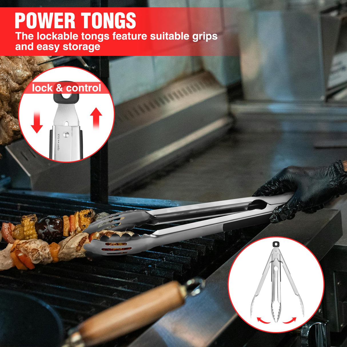 PARGRILL Grill Accessories Heavy Duty BBQ Set Gifts for Men/Women - Premium Stainless Steel Spatula, Fork, Brush & Tongs, Barbecue Utensils Tool Kit Gift for Grilling Lover Outdoor PARGRILL