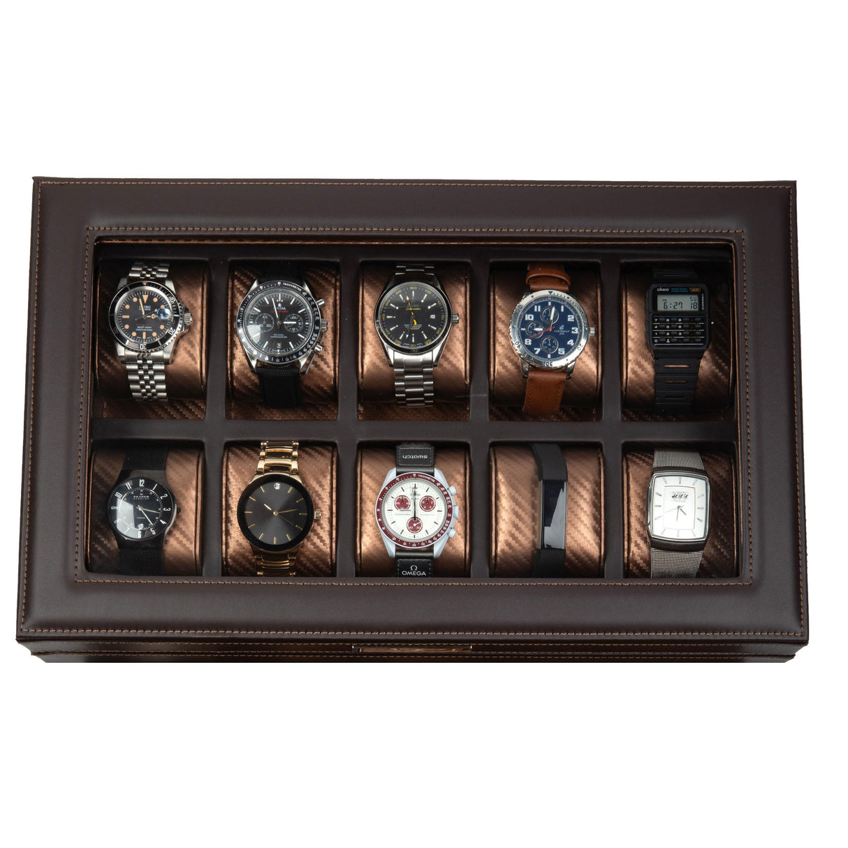 HOUNDSBAY Mariner Mens Watch Box Storage Case Holder, Watch Box for Large Watches, PU Leather Watch Box Organizer for Men, Watch Case for Large Watches, Wrist Watch Display Case, Watch Case Box Men HOUNDSBAY