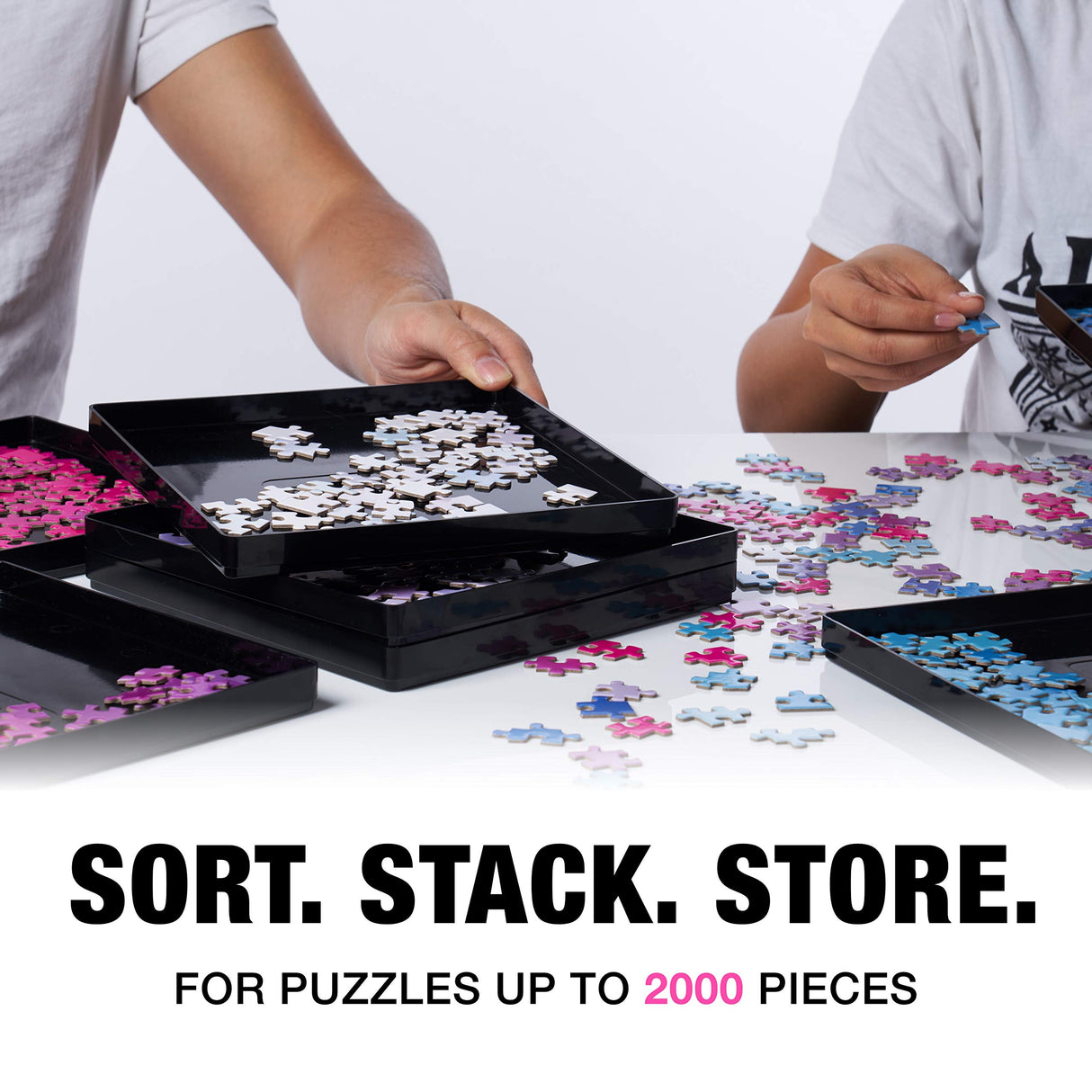 8 Black Puzzle Sorting Trays with Lid 10" x 10" | Puzzle Organizers and Storage | Jigsaw Puzzle Storage Board | for Puzzles Up to 1500-2500 Pieces TIDYBOSS