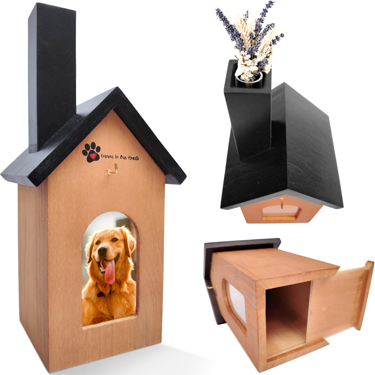 GoldenHugz Dog Memorial Frame with Photo Slot and Keepsake Box Sympathy Gift for Loss of Dog GoldenHugz