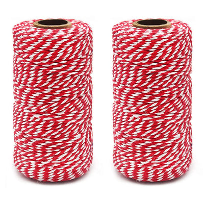 ZZRanYe 2 roll 656 Feet (200M) Red White, Packing String, Durable Rope, Christmas String, for Gardening, Decoration, Tying Cake and Pastry Boxes, Crafts & Gift Wrapping, for Art and Craft
