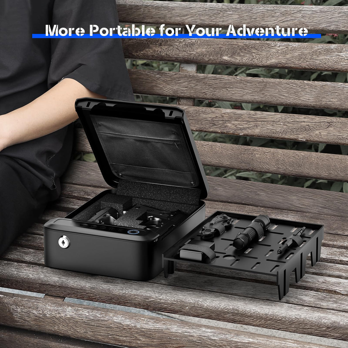 ONNAIS Alloy SE Rechargeable Portable Gun Safe, Biometric Gun Safe for Pistols, Fingerprint Handgun Safe with Keys, Keypad, Pistol Safe for Travel Nightstand Beside Home ONNAIS