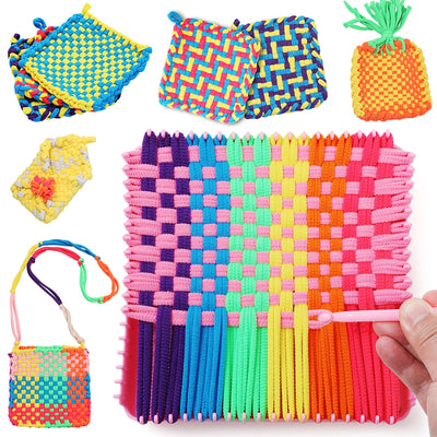 FUNBUD Weaving Loom Kit for Kids - Birthday Gifts for Girls Ages 6-12, DIY Craft Kit for Making Potholders, Arts and Crafts Toys for Girls 6-8, 8-12