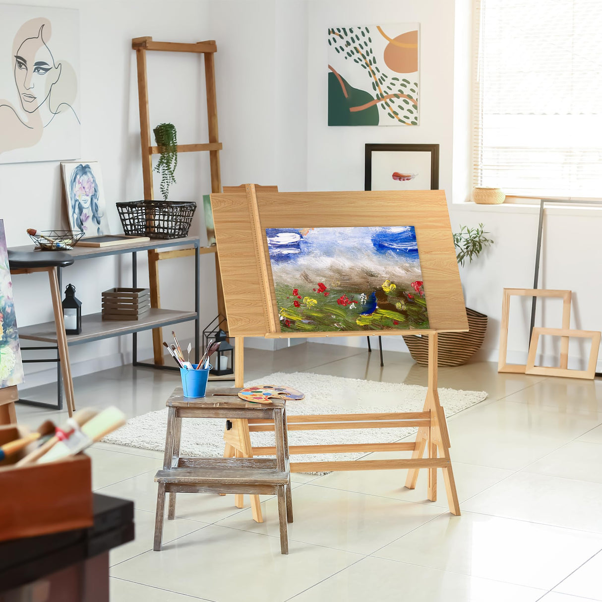 Houseables Portable Drafting Table, Artist Table, Drafting Desk, Artist Desk, Architect, Painting, Blueprint, Blue Print, Plan, Drawing, Art, Architectural, Adults, Dibujo, Wood, Adjustable, 36" x 24" Houseables