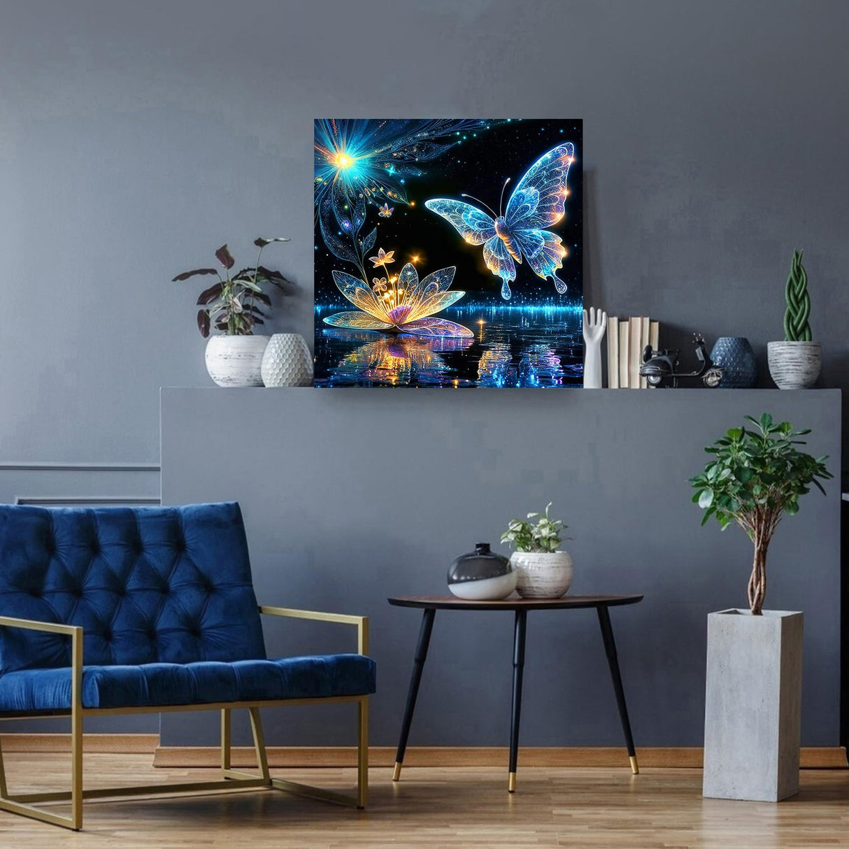 Zythron Butterfly Diamond Art Kits for Adults Lotus Diamond Art Paint with Diamond Painting DIY 5D Full Drill Gem Art Painting Kit for Home Wall Decor Gifts 14x14 in Zythron