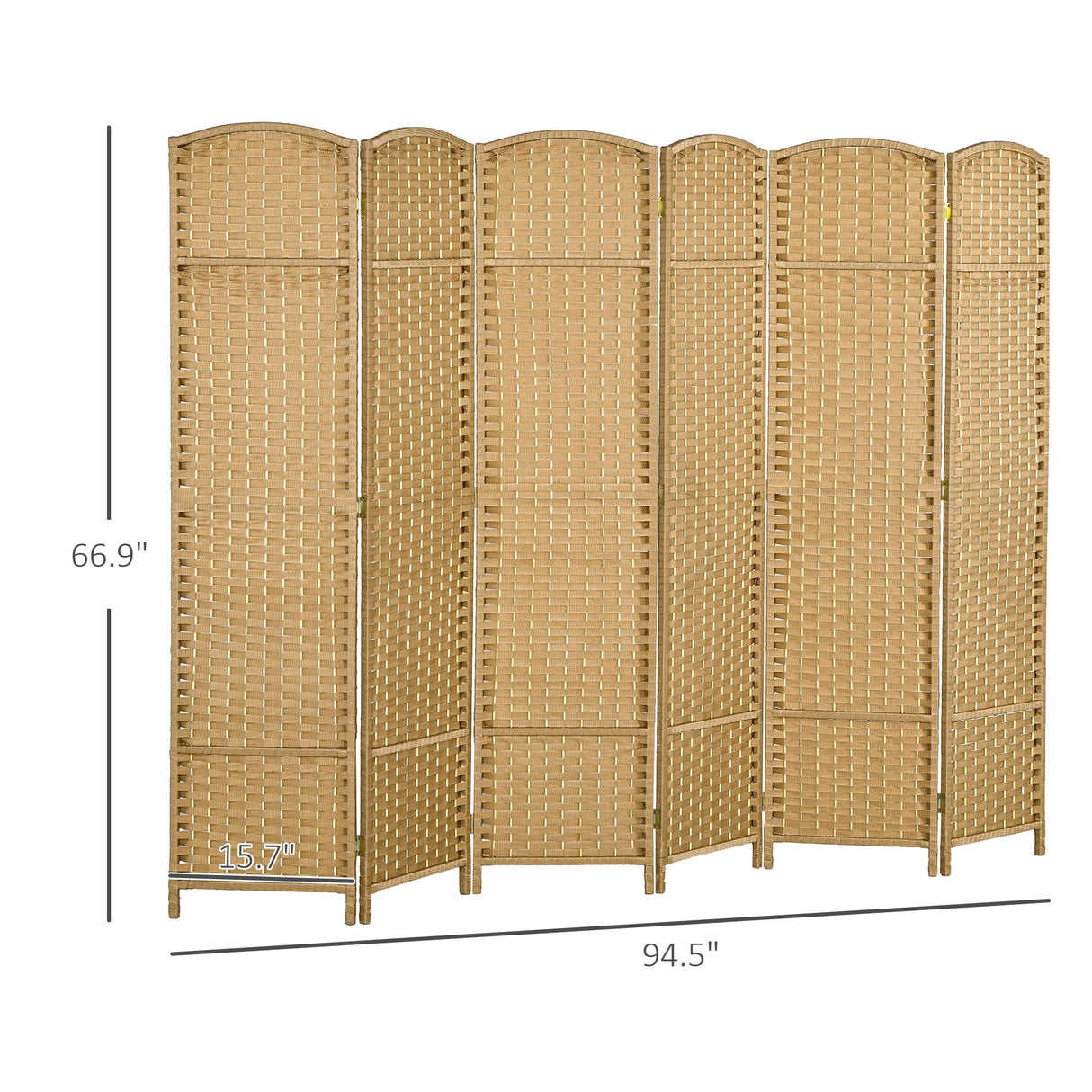 HOMCOM Room Divider, 6 Panel Folding Privacy Screen, 5.6' Tall Freestanding Wall Partition for Home Office, Bedroom, Nature Wood HOMCOM