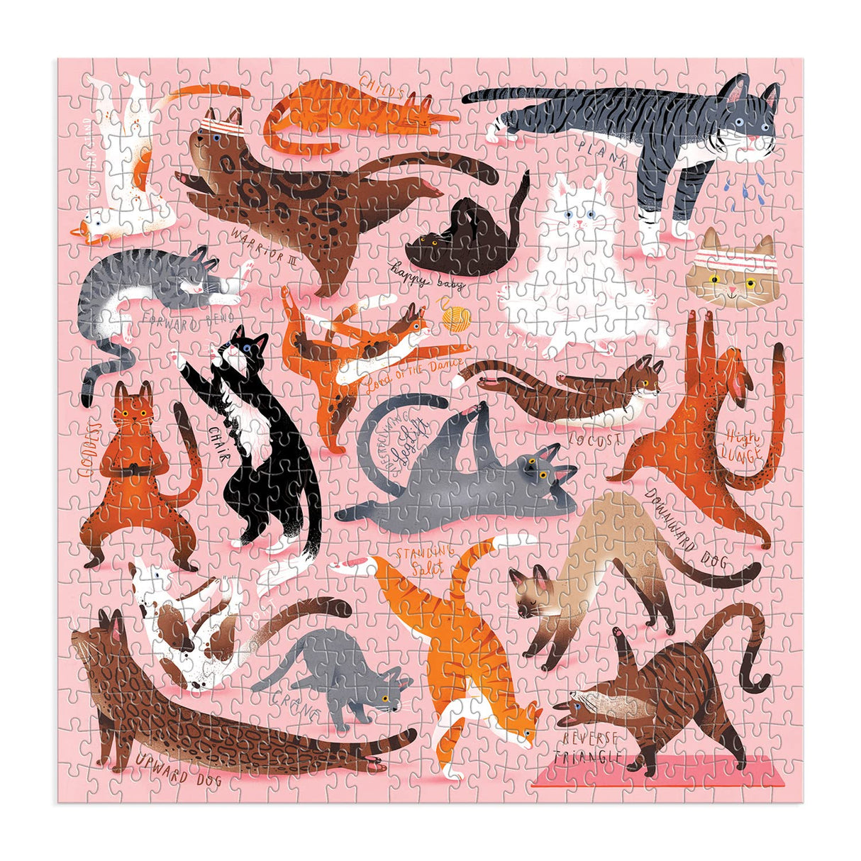 Galison Yoga for Cats 500 Piece Puzzle from Galison - 20" x 20" Jigsaw Puzzle, Bright and Bold Artwork, Thick and Sturdy Pieces, for Cat Lovers! Galison