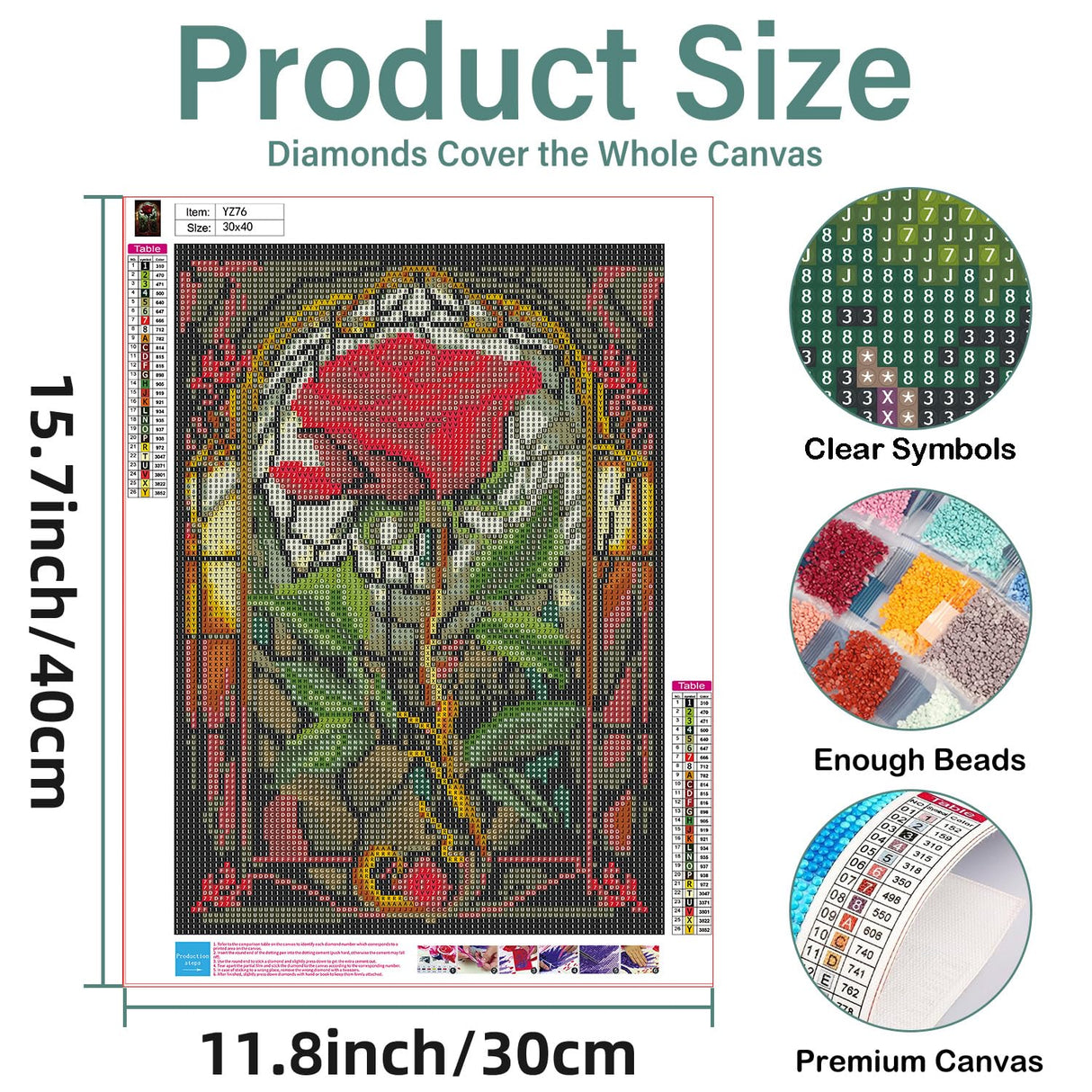 Aestalrcus Rose Diamond Painting Kit for Adults, Rose Diamond Art Kits for Adults, Flower Gem Art for Home Wall Decor 16x12inch Aestalrcus