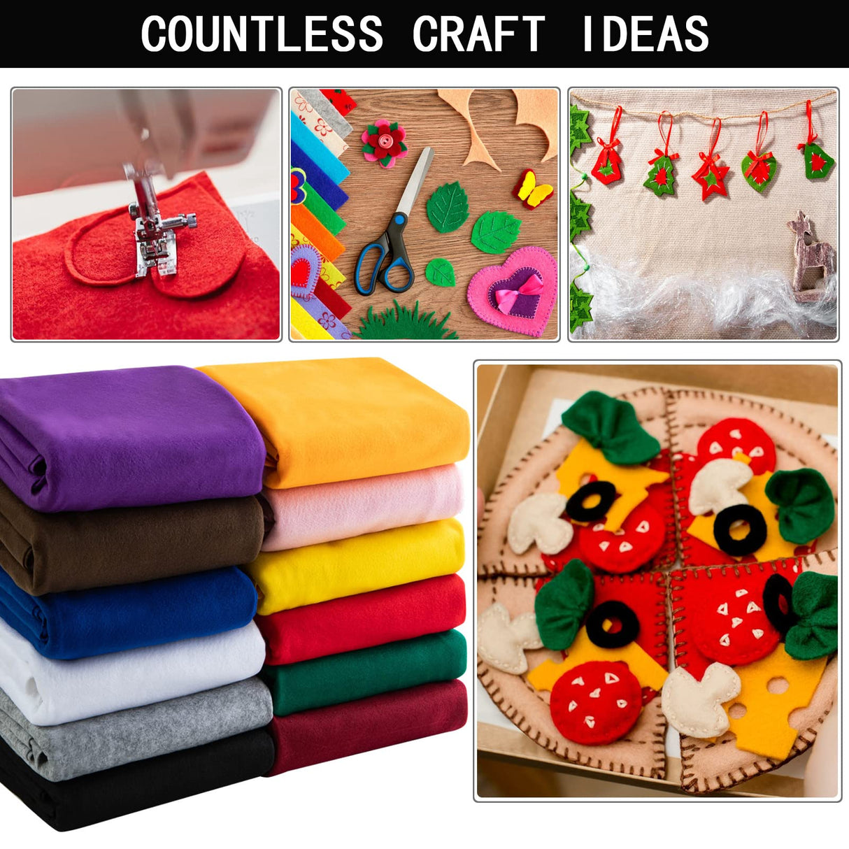 HaoFeijh Black Felt Fabric 72 * 36 Inch Wide 1.6mm,Fabric Sheets Soft Woven Acrylic Craft Fabric for DIY Craftwork Sewing Patchwork,Craft Felt HaoFeiJH