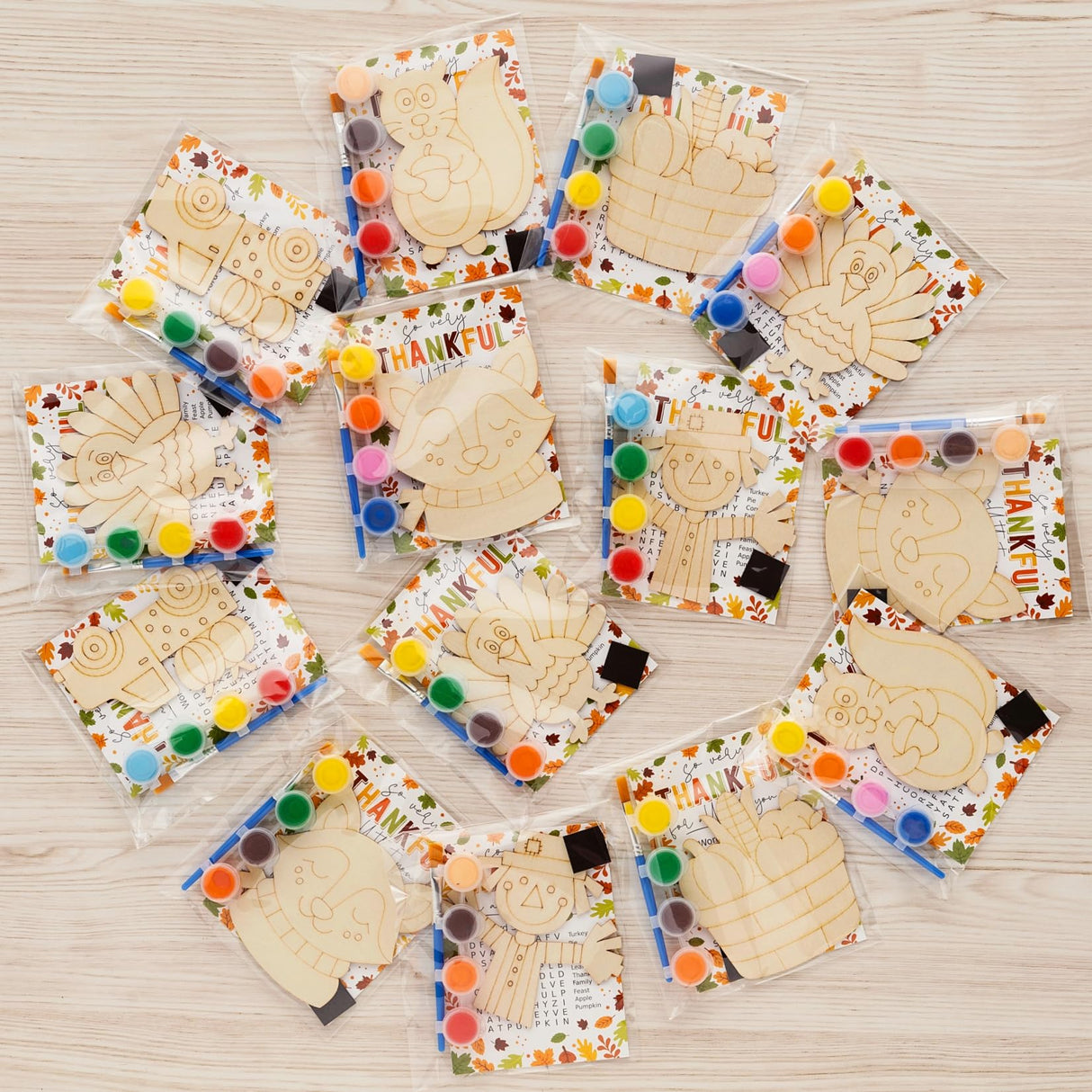 Fall Thanksgiving Crafts for Kids - 24 PCS DIY Wood Magnet Painting Kit with Cards - Thanksgiving Classroom Activities, Autumn Holiday Decorations, Fall Goodie Bag Favors for Boys & Girls GOGREENWOVEN