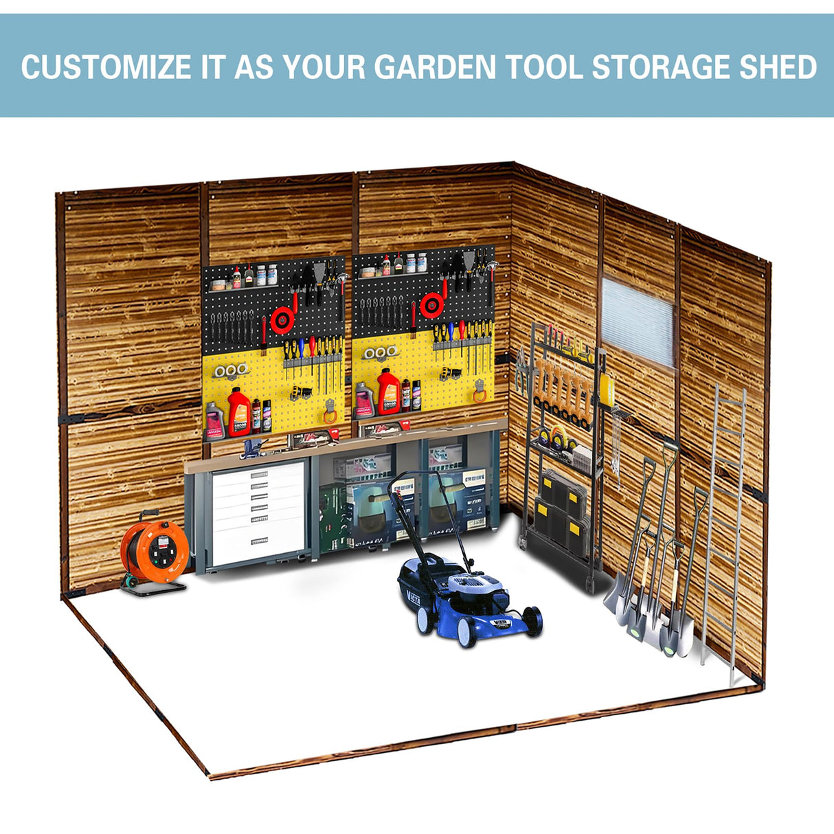 8x6 FT Outdoor Storage Shed, Wood Metal Utility Tool Shed Storage House with Door and Lock, Wooden Sheds Outdoor Storage for Garden,Patio,Lawn,Poolside AEMSOFK