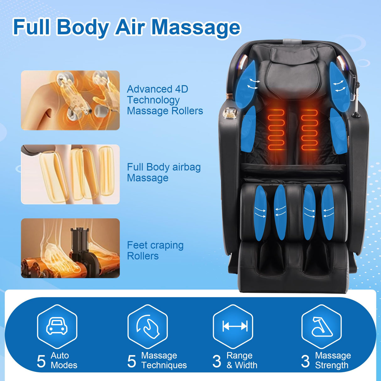 MEROUS 4D Zero Gravity Massage Chair Recliner, SL-Track Shiatsu Massage Chair Full Body with Voice Control,Body Scan,Waist Heating,Bluetooth,Foot Rollers,32 Airbags&Extended Footrest (Gray) MEROUS