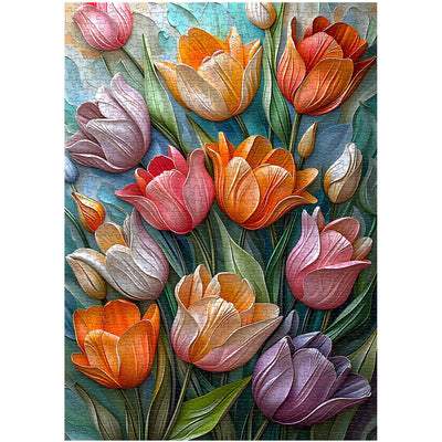 Tulips Flower Puzzles for Adults 1000 Pieces, Unique Floral Puzzle Art, Hard Plant Puzzle, Colorful Tulip Challenging Jigsaw Puzzles for Adults