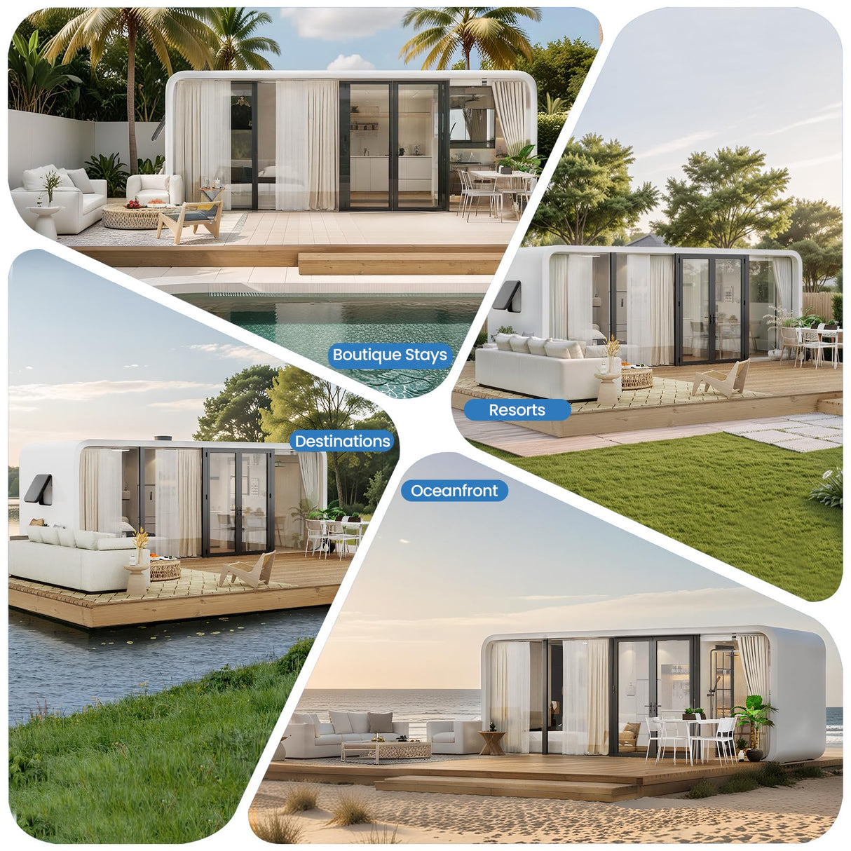 RYONGII 19FT Modern Prefab Steel-Framed Tiny House to Live in - Built for 16-Storm Winds & Earthquakes Proof,Customizable Mobile Cabin with Full Kitchen & Bath - Backyard Office, Guest House, ADU RYONGII