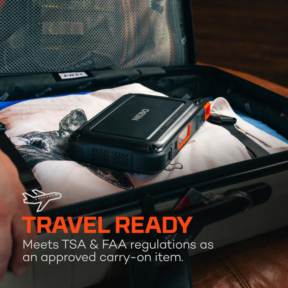 NEBO RAMBLER Portable Power Station, Powerful, Handheld, Versatile, Multi-Device Charging, Solar Ready with Integrated AC Inverter for Power to Work Remotely On or Off the Grid, Rambler 100 NEBO