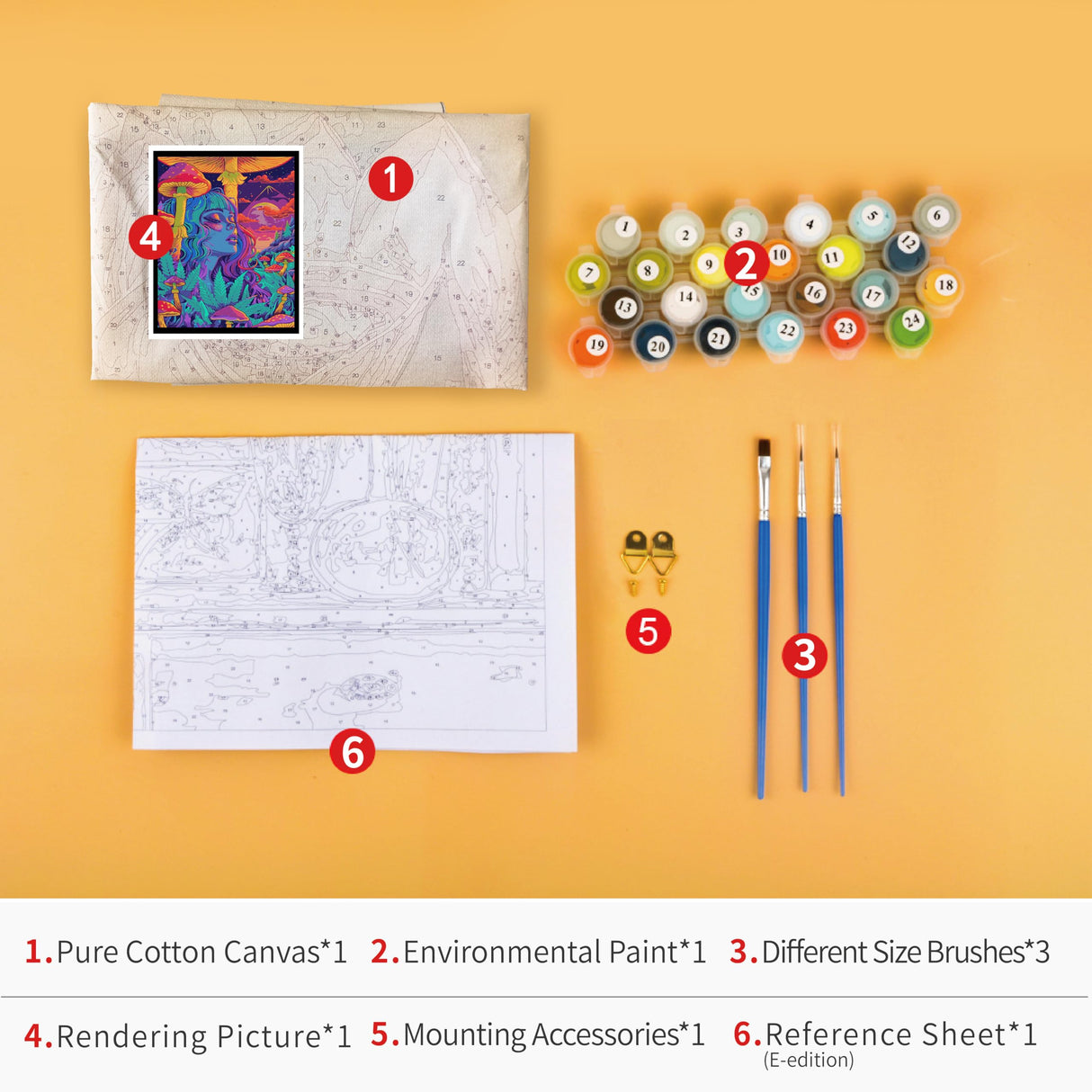 Rebotipy Abstract Paint-by-Numbers Adults Mushroom World Paint by Numbers Kits DIY Mysterious Moon Girl Paint Numbers Gifts 16x20 in Fantasy Space Paint by Numbers Artwork for Lady Bedroom Decor Rebotipy