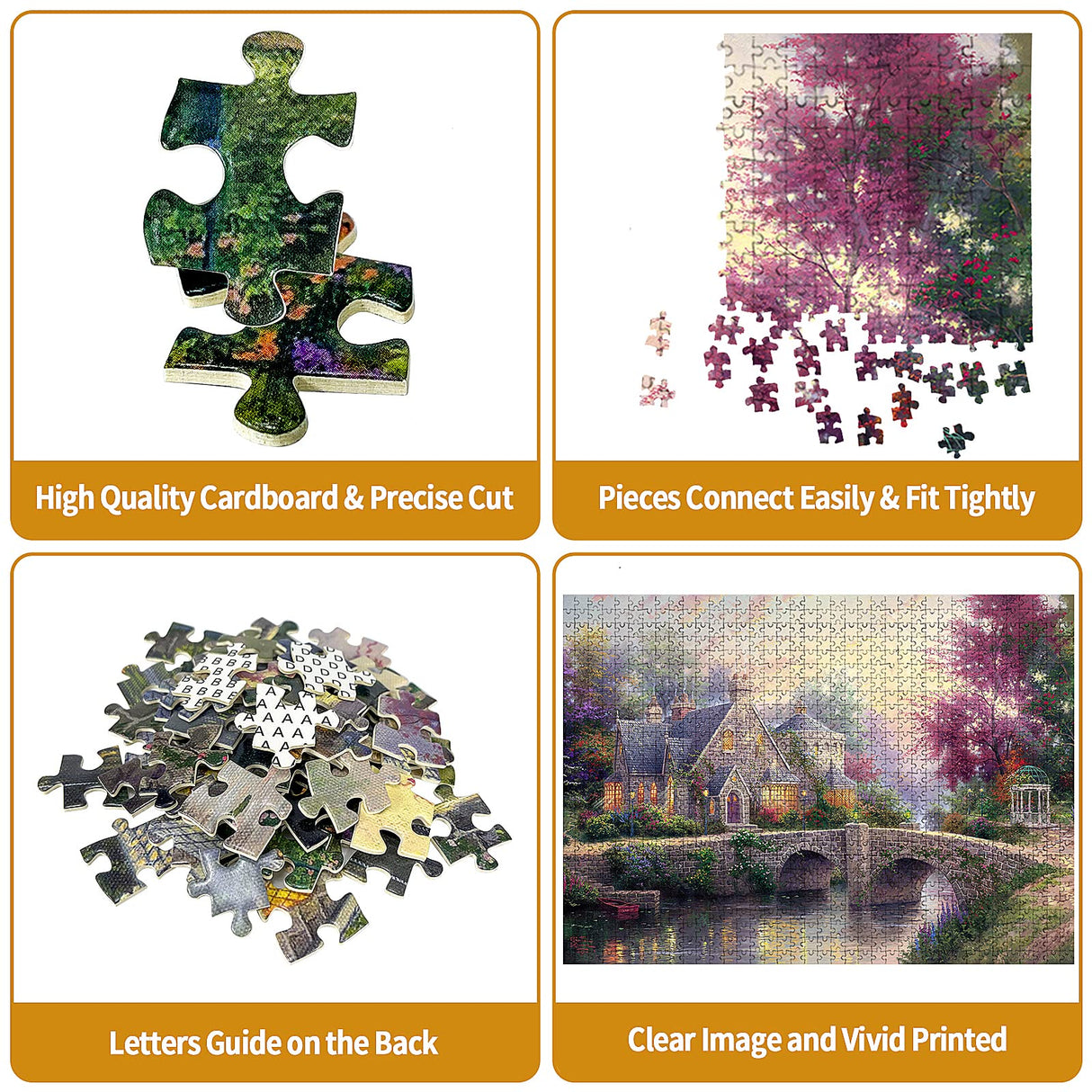 Jigsaw Puzzles for Adults 1000 Pieces Country House Puzzles Spring Landscape Puzzle Picturesque Bridge 1000 Piece Jigsaw Puzzle DIY Challenging Game Toys Gift CHengQiSM