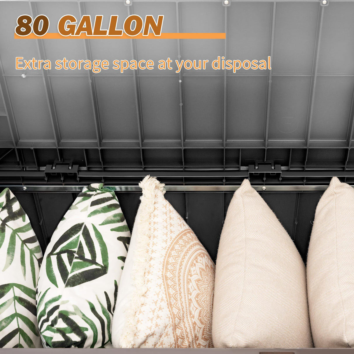 Devoko 80 Gallon Storage Bench Deck Box Lockable for Patio Furniture, Garden Decor and Outdoor Seating for Cushions, Garden Tools and Pool Supplies (Black) Devoko