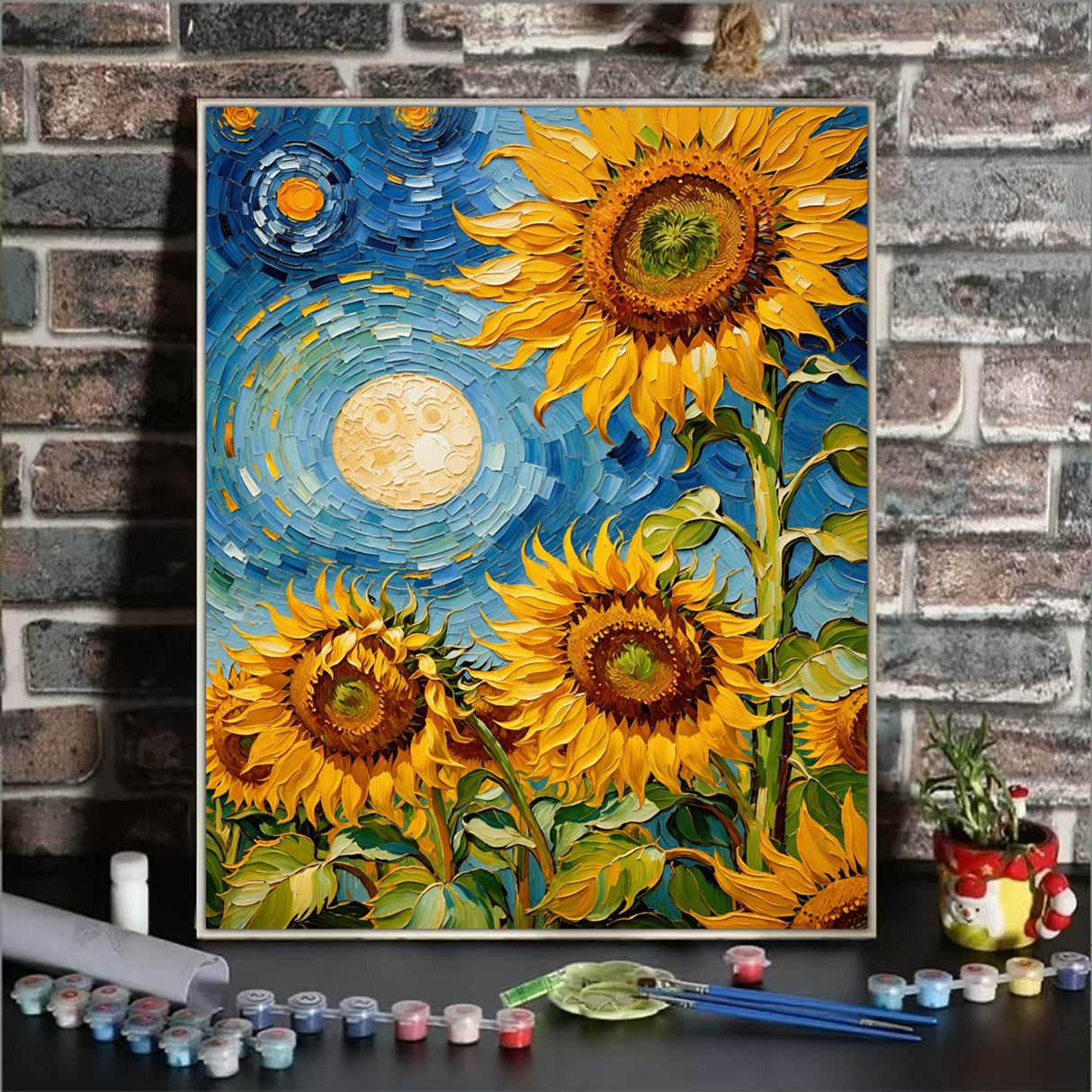 Sunflower Paint By Numbers Kit For Adults, Sunflowers Flower Adult Paint By Number Kits For Beginner Acrylic On Canvas Diy Oil Painting Adults' Paint-By-Number Kits Home Room Decor Gift 16x20 Inch ldazao