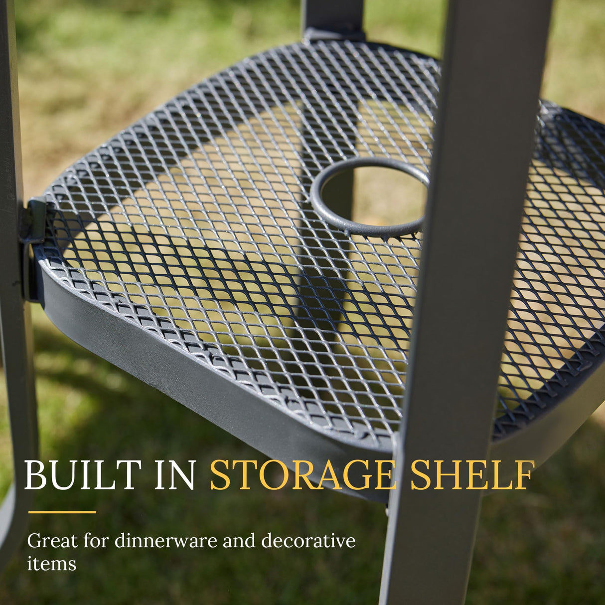 VICLLAX 35.5" Round Outdoor Bar Table, Bar Height Patio Table with Adjustable Umbrella Hole for Balcony, Black VICLLAX